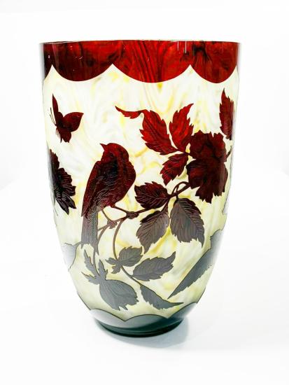 Přejímaná váza s přírodními motivy, Art Deco, výška 25 cm - 3 Přejímaná váza s přírodními motivy, Art Deco, výška 25 cm - 3