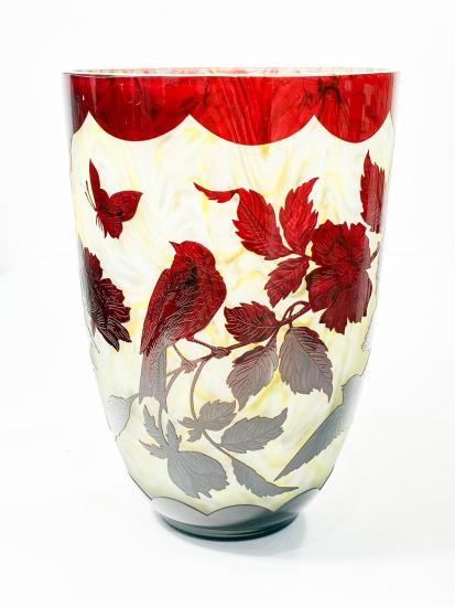 Přejímaná váza s přírodními motivy, Art Deco, výška 25 cm - 4 Přejímaná váza s přírodními motivy, Art Deco, výška 25 cm - 4