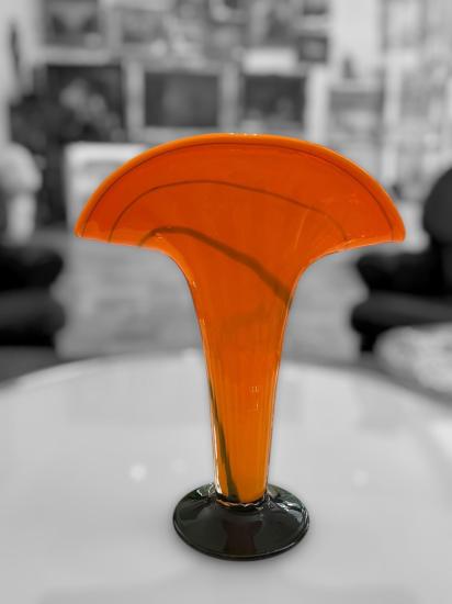 Oranžová váza s žíháním, tango sklo, 26 cm - 1 Oranžová váza s žíháním, tango sklo, 26 cm - 1