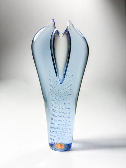 Hutní modrá váza s bublinkami, 22,8 cm - 1 Hutní modrá váza s bublinkami, 22,8 cm - 1