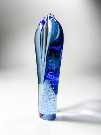 Hutní modrá váza s bublinkami, 22,8 cm - 3 Hutní modrá váza s bublinkami, 22,8 cm - 3