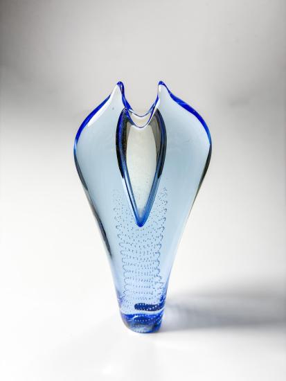 Hutní modrá váza s bublinkami, 22,8 cm - 4 Hutní modrá váza s bublinkami, 22,8 cm - 4