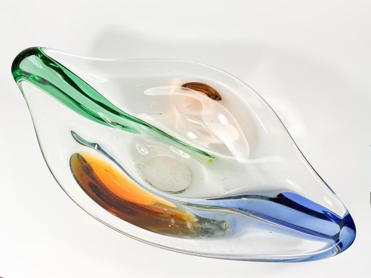 Skleněná hutní mísa , průměr 43,5 cm - 4 Skleněná hutní mísa , průměr 43,5 cm - 4