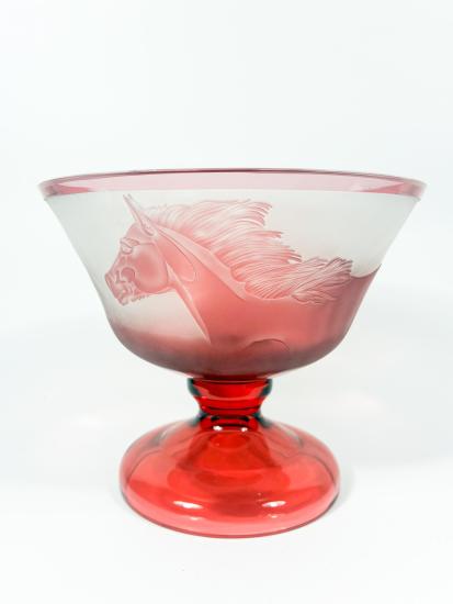 Červená mísa s koňmi, výška 16 cm - 3 Červená mísa s koňmi, výška 16 cm - 3