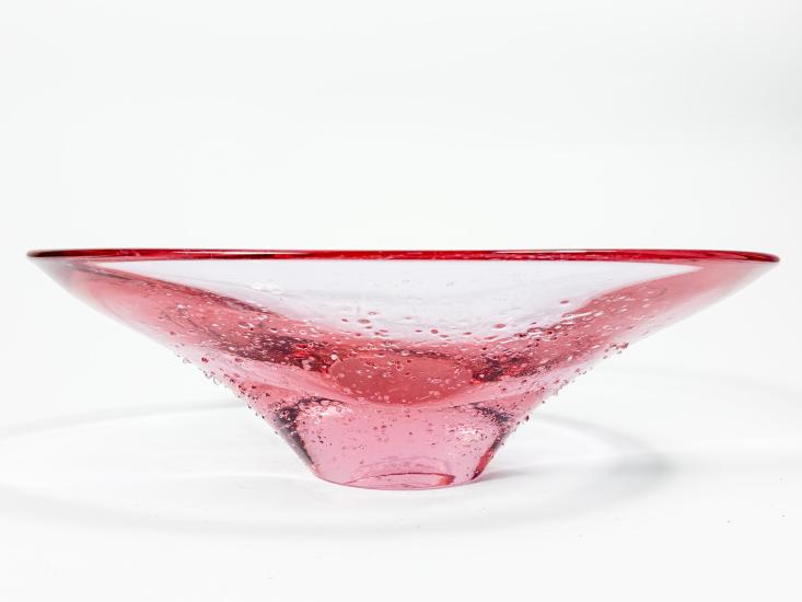 Skleněná miska - rosalínová s drobením, průměr 22,5 cm - 1 Skleněná miska - rosalínová s drobením, průměr 22,5 cm - 1