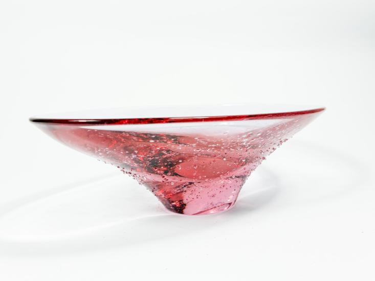 Skleněná miska - rosalínová s drobením, průměr 22,5 cm - 4 Skleněná miska - rosalínová s drobením, průměr 22,5 cm - 4