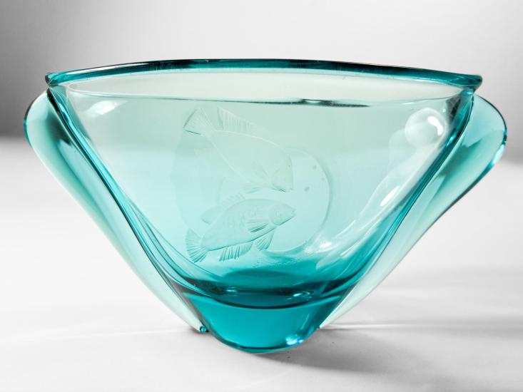 Hutní mísa s rytinou ryb, průměr 20 cm - 4 Hutní mísa s rytinou ryb, průměr 20 cm - 4