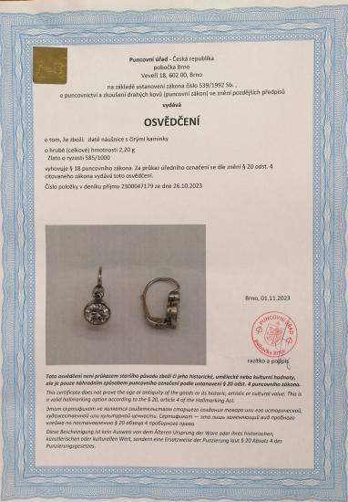 Starožitné zlaté náušnice s diamanty, visací