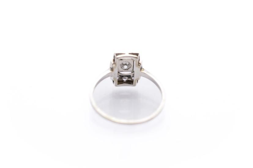 Starožitný zlatý prsten s diamanty, Art-Deco, vel. 54