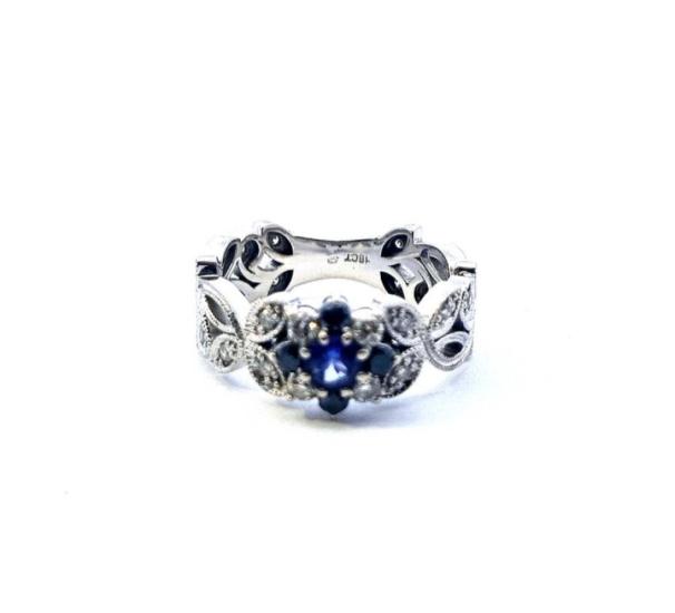 Zlatý prsten s tanzanitem a diamanty, vel. 55