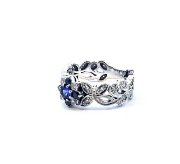 Zlatý prsten s tanzanitem a diamanty, vel. 55