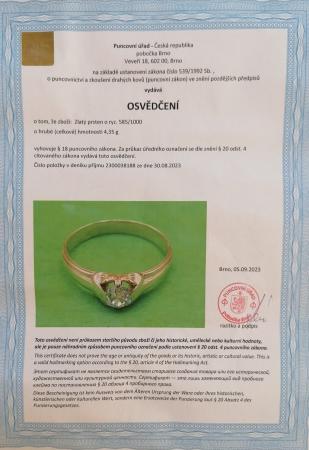 Zlatý prsten s diamantem 0,5 ct, vel. 59