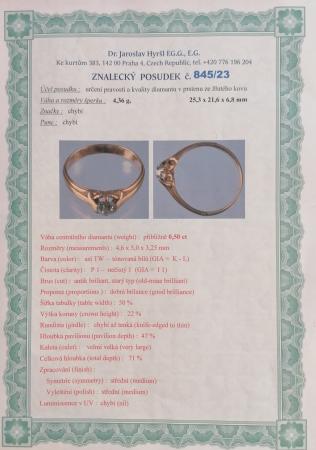 Zlatý prsten s diamantem 0,5 ct, vel. 59