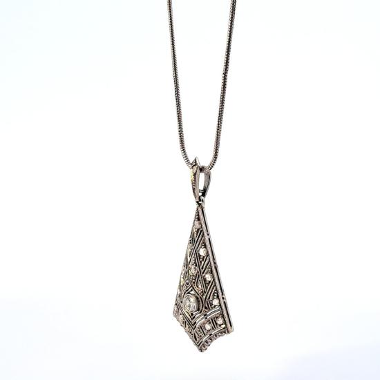 Starožitný zlatý art deco závěs s diamanty