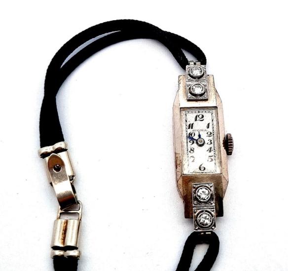 Zlaté dámské hodinky s diamanty - Art deco