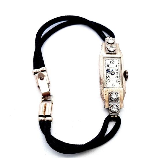 Zlaté dámské hodinky s diamanty - Art deco
