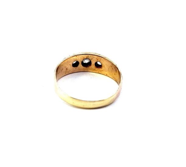 Starožitný zlatý prsten s diamanty, vel. 54