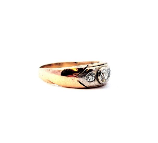 Starožitný zlatý prsten s diamanty, vel. 54