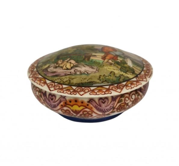 Ručně malovaná porcelánová dóza - A.J. Rožnov