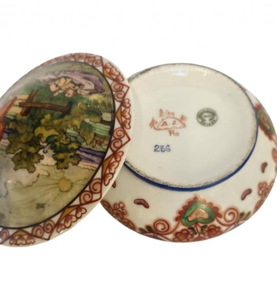 Ručně malovaná porcelánová dóza - A.J. Rožnov