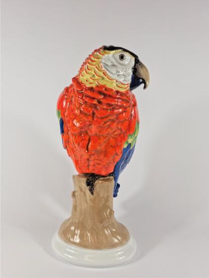Porcelánová soška - barevný papoušek