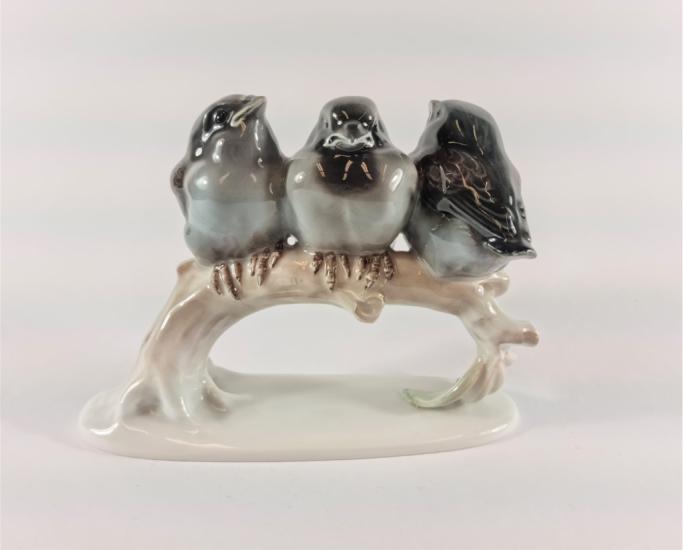 Porcelánová soška - vrabčáci