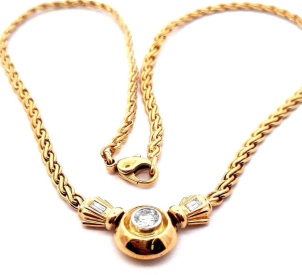 Starožitný zlatý náhrdelník s diamanty 0,7 ct