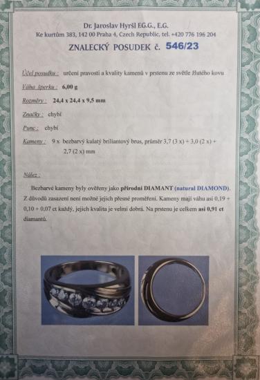 Prsten z bílého zlata s diamanty, vel. 61,5