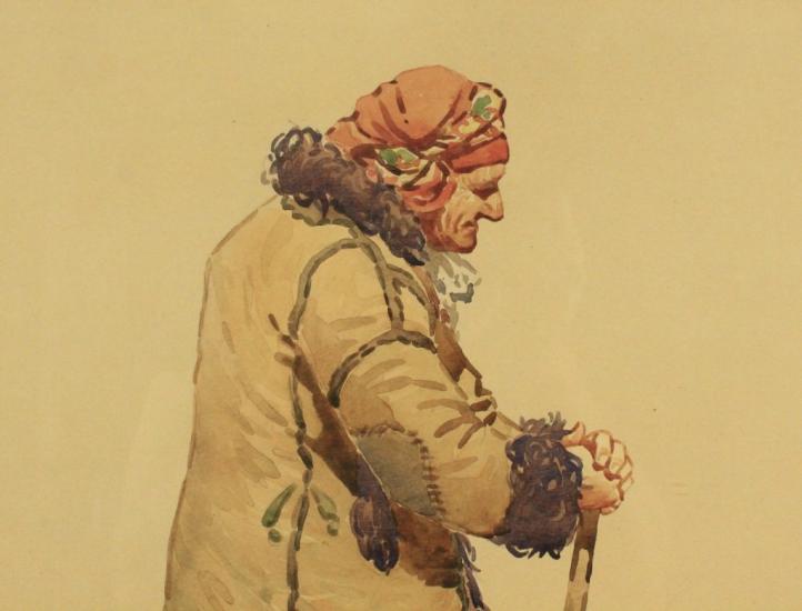 Stařenka s motykou