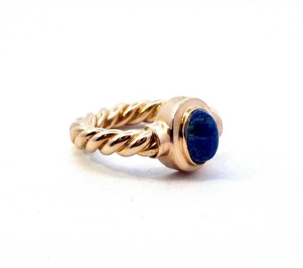 Zlatý prsten s lapis lazuli, vel. 52