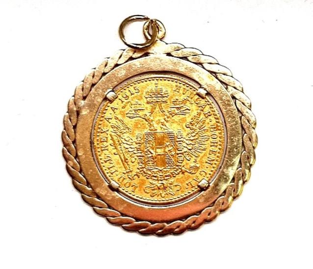 Zlatý přívěšek - dukát Franc Josef 1915