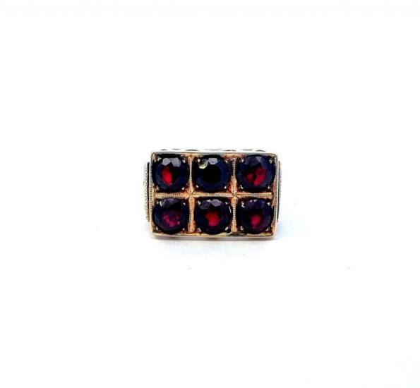 Zlatý prsten s českými granáty 3,54 ct, vel. 53