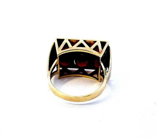 Zlatý prsten s českými granáty 3,54 ct, vel. 53