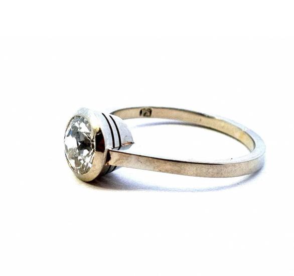 Starožitný zlatý prsten s diamantem 1,09 ct, vel. 56