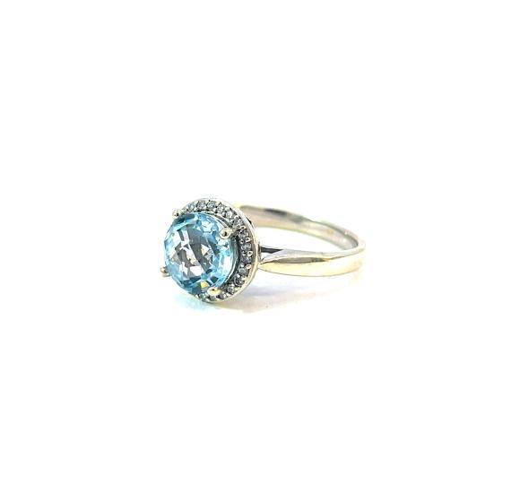 Zlatý prsten s topazem a diamanty, vel. 55 - 3 Zlatý prsten s topazem a diamanty, vel. 55 - 3