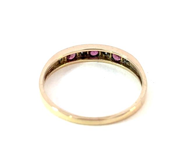 Zlatý prsten s rubíny a diamanty, 9 k, vel. 56 - 6