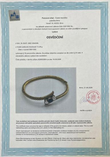 Zlatý náramek se safírem a perlami, 13,44 g - 8 Zlatý náramek se safírem a perlami, 13,44 g - 8