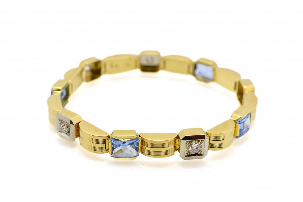 Starožitný zlatý náramek s diamanty, 0,77 ct