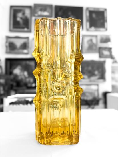 Žlutá lisovaná váza, 20 cm - 4 Žlutá lisovaná váza, 20 cm - 4