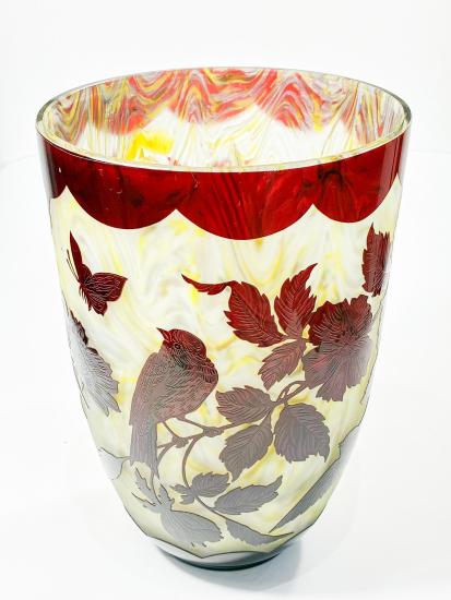 Přejímaná váza s přírodními motivy, Art Deco, výška 25 cm - 5 Přejímaná váza s přírodními motivy, Art Deco, výška 25 cm - 5