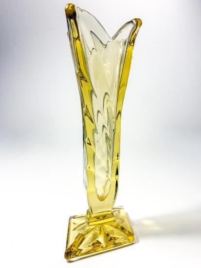 Žlutá váza Art Deco - Heřmanova Huť, 23 cm - 3 Žlutá váza Art Deco - Heřmanova Huť, 23 cm - 3