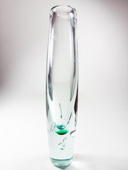 Hutní váza se zelenými akcenty, 36 cm - 1 Hutní váza se zelenými akcenty, 36 cm - 1