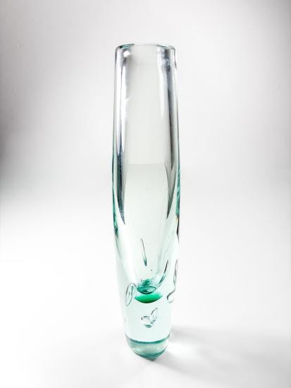 Hutní váza se zelenými akcenty, 36 cm - 4 Hutní váza se zelenými akcenty, 36 cm - 4