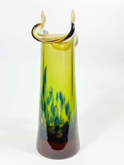 Zelená váza s žíháním - tykadýlka, výška 23 cm - 3 Zelená váza s žíháním - tykadýlka, výška 23 cm - 3