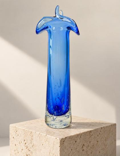 Váza v modrém odstínu - tykadýlka, výška 30,5 cm - 1 Váza v modrém odstínu - tykadýlka, výška 30,5 cm - 1