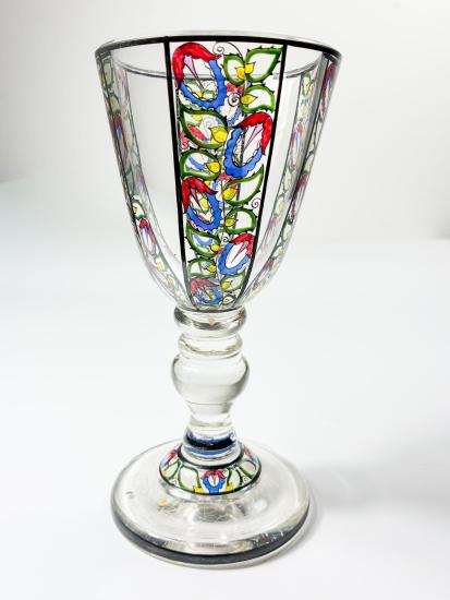 Secesní malovaný pohár, 18 cm - 3 Secesní malovaný pohár, 18 cm - 3