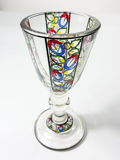 Secesní malovaný pohár, 18 cm - 4 Secesní malovaný pohár, 18 cm - 4