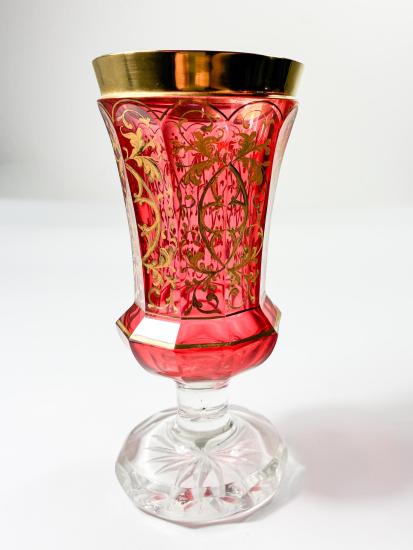 Červený pohár, florální zlacení, 16 cm - 3 Červený pohár, florální zlacení, 16 cm - 3