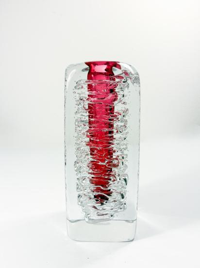 Whirpool skleněná váza čirá, růžová, 17,5 cm - 1 Whirpool skleněná váza čirá, růžová, 17,5 cm - 1