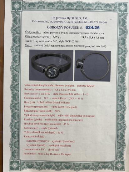 Prsten z bílého zlata s diamantem, vel. 56,5 - 4 Prsten z bílého zlata s diamantem, vel. 56,5 - 4